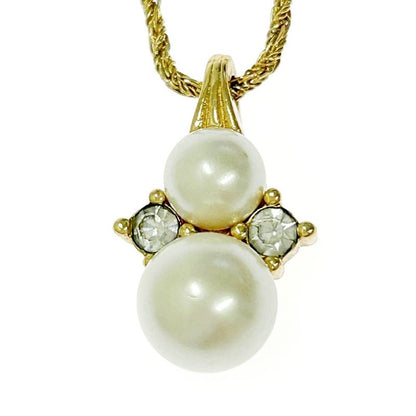 Christian Dior GP Rhinestone Faux Pearl Necklace Earring Set 328030 Necklace