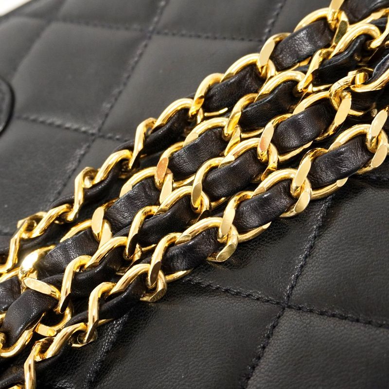 Chanel Shoulder Bag Matelasse Lambskin Black Gold Hardware Women