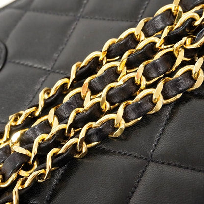 Chanel Shoulder Bag Matelasse Lambskin Black Gold Hardware Women
