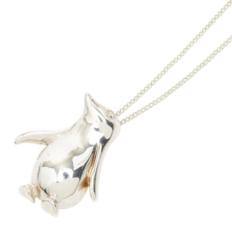 Tiffany & Co Penguin Motif Chain Pendant Necklace Silver
