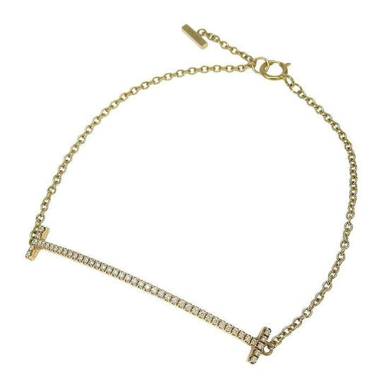 Tiffany & Co T Smile Diamond Bracelet 18K Pink Gold 750 Pink Gold Diamond 16cm