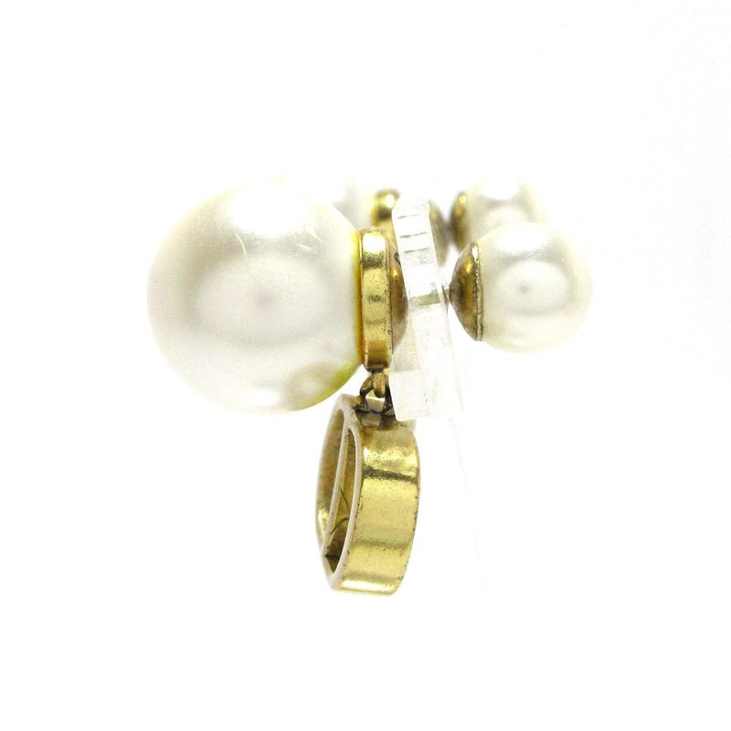Dior/christian Dior Earrings Tribal Ball Ivory And Gold CD Motif
