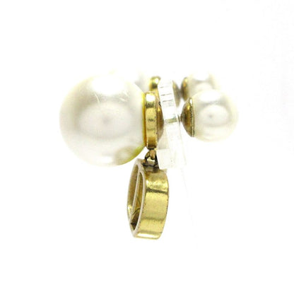 Dior/christian Dior Earrings Tribal Ball Ivory And Gold CD Motif