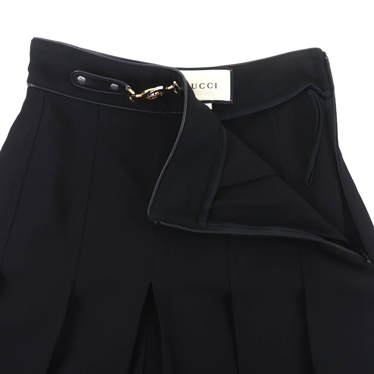 Gucci Leather Interlocking Horsebit Pleated Pants Black 36 Made — view 3
