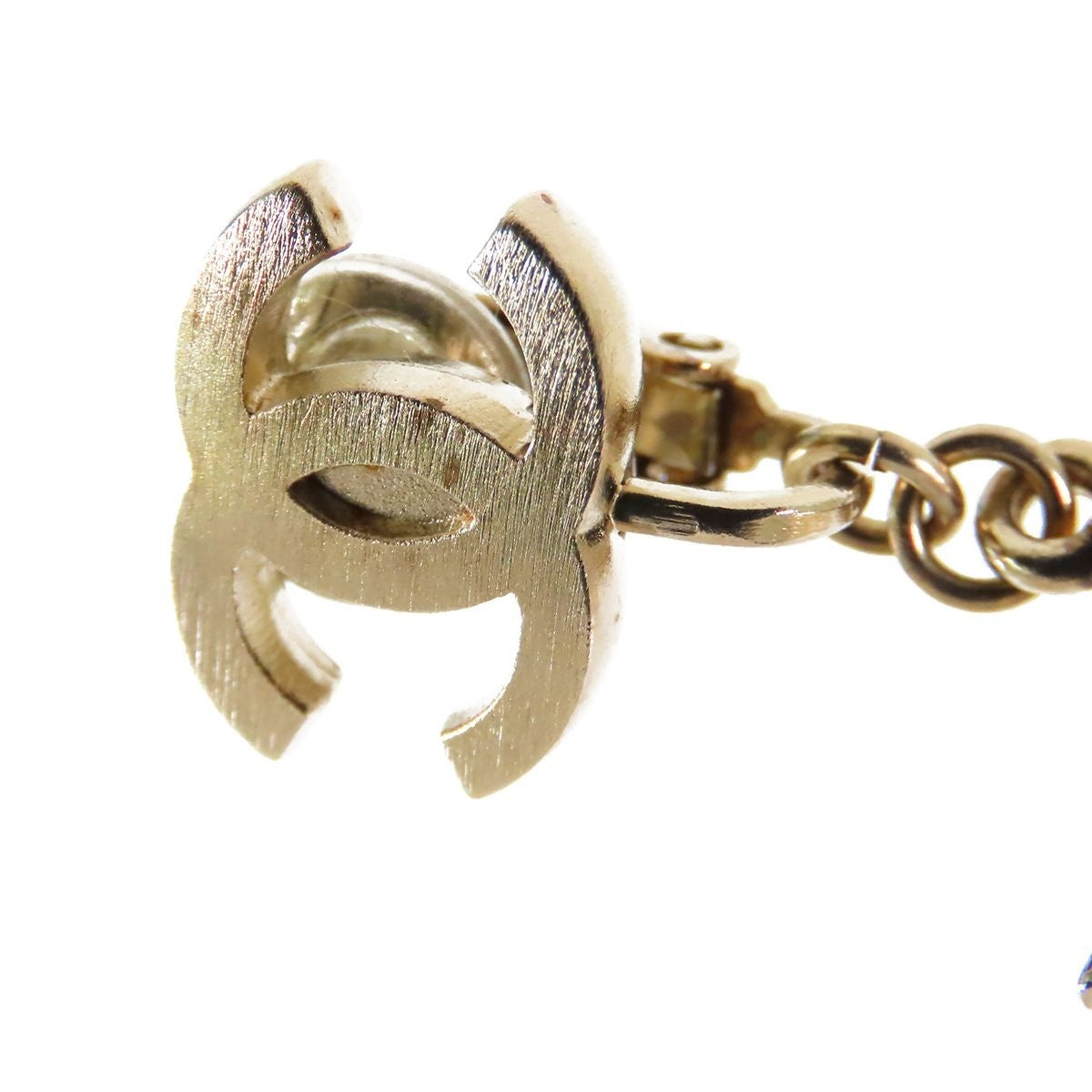 Chanel CC Logo Star Earrings Gold Metal Resin Glitter — view 5