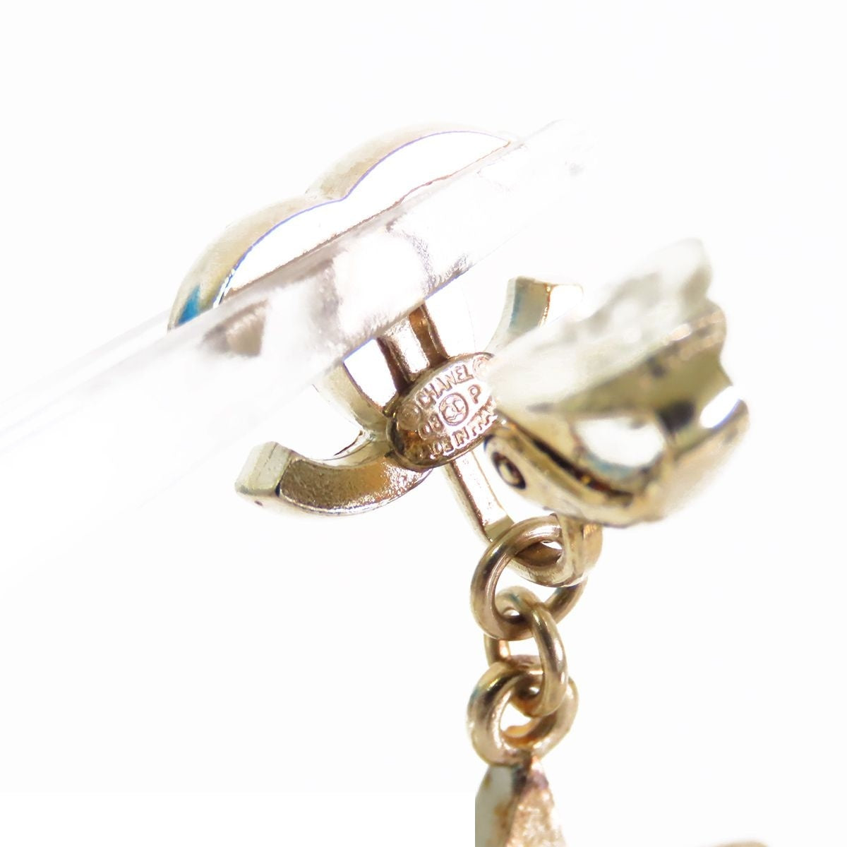 Chanel CC Logo Star Earrings Gold Metal Resin Glitter — view 6