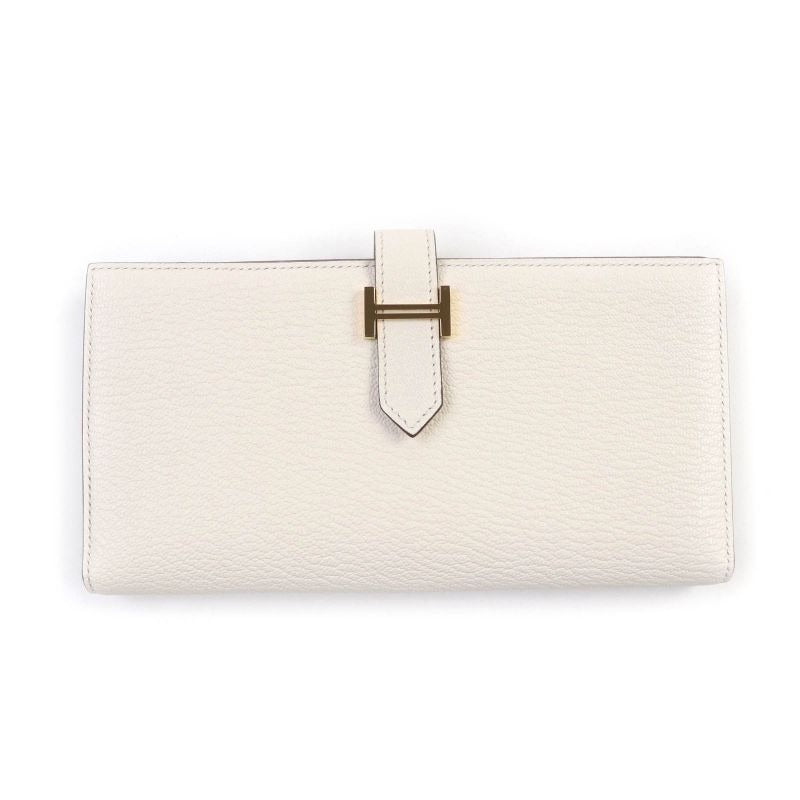 Hermes Bearn Souffle Nata Chevre Gold Hardware Long Wallet Engraved