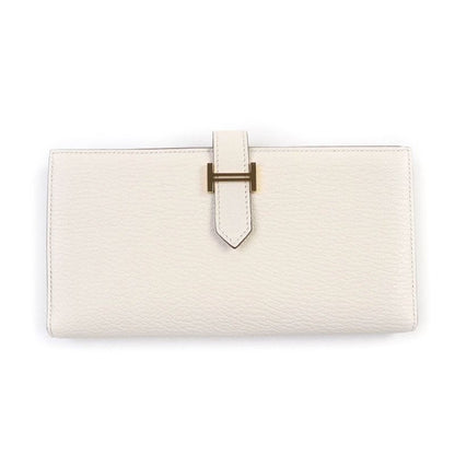 Hermes Bearn Souffle Nata Chevre Gold Hardware Long Wallet Engraved