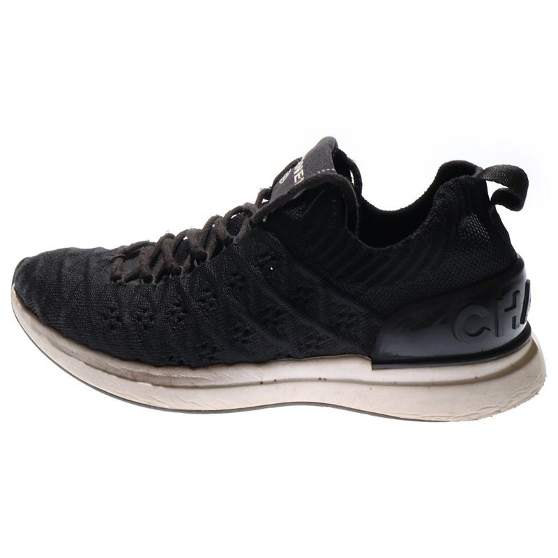 Chanel Coco Mark Knit Fabric Low Cut Sneakers Black White 35