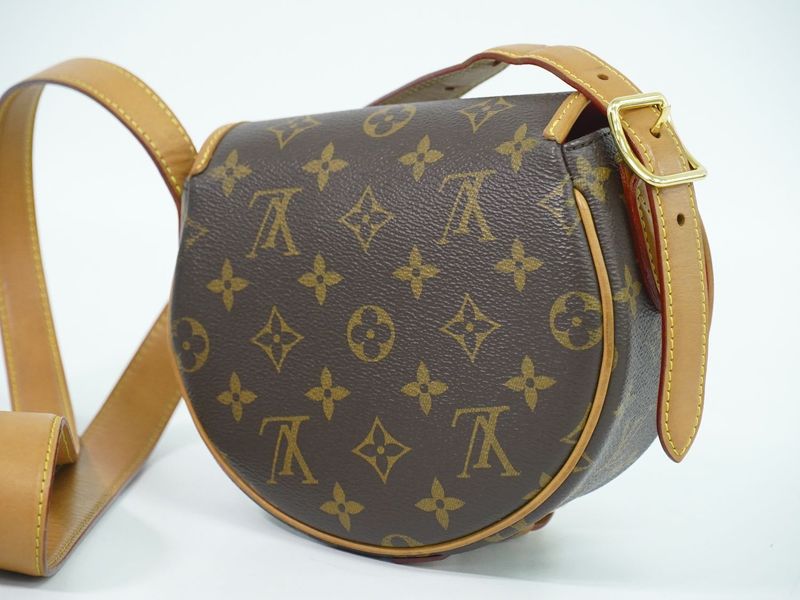 Authentic Louis Vuitton LV Tambourin Monogram Shoulder Bag Pochette Brown