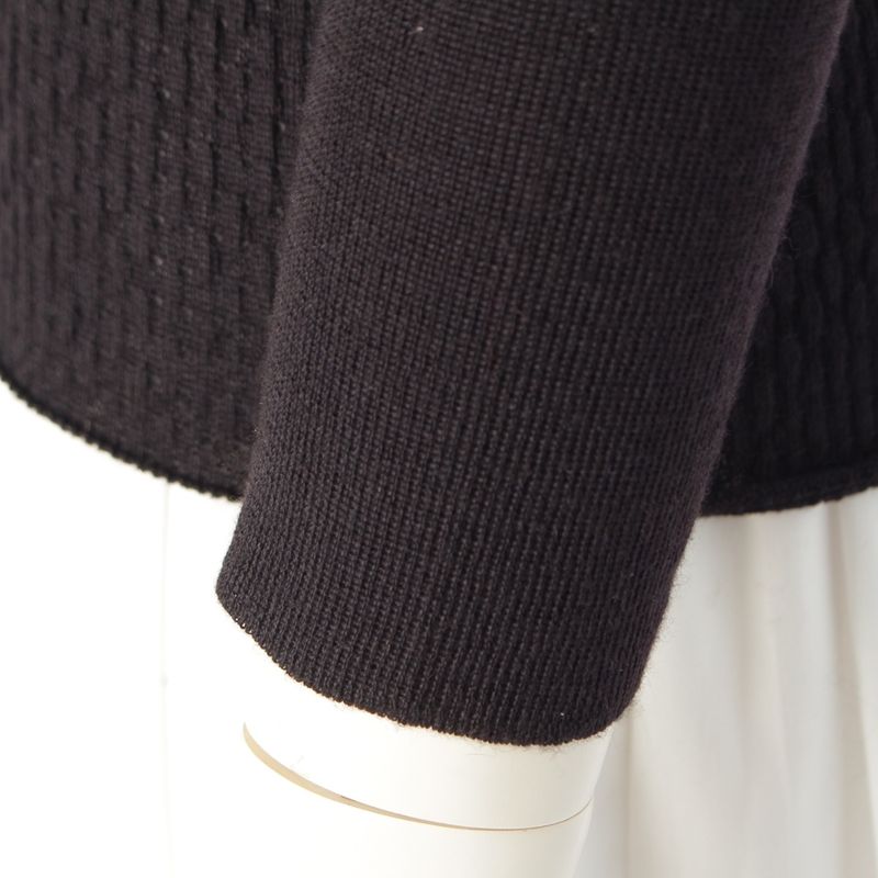 Prada Cashmere Silk Archive Ribbon Design V-neck Long Sleeve Cardigan Top Black