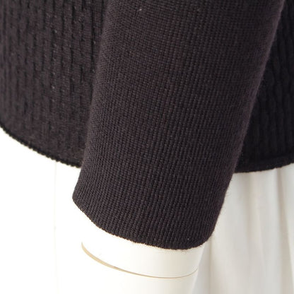 Prada Cashmere Silk Archive Ribbon Design V-neck Long Sleeve Cardigan Top Black