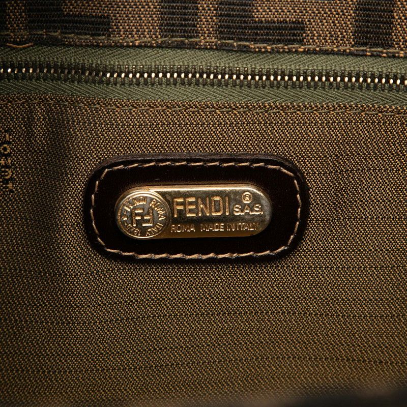 Fendi Zucca Shoulder Bag Vanity Bag 2WAY Brown Canvas Leather Women's Fendi
