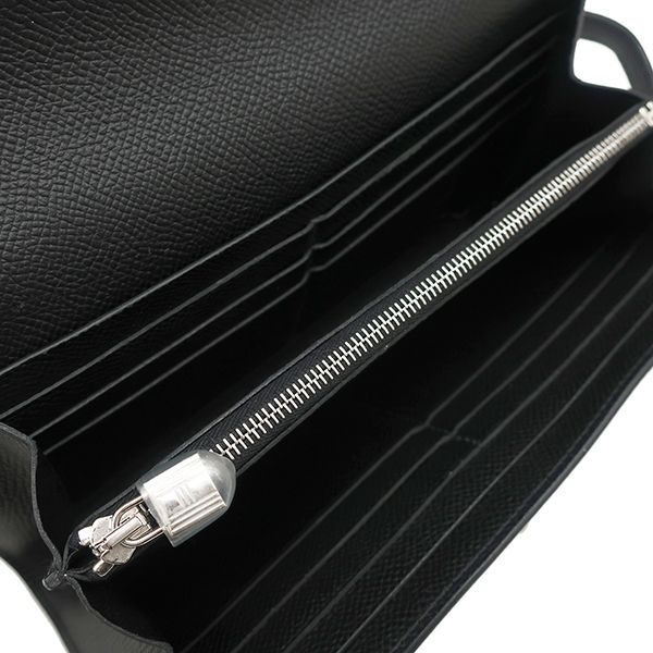 Hermes Long Wallet Kelly Wallet Long Vaux Epson Black Silver Hardware Black B