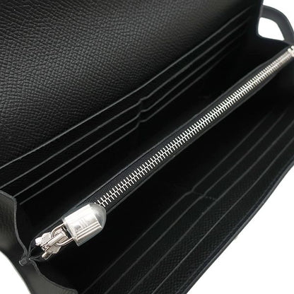 Hermes Long Wallet Kelly Wallet Long Vaux Epson Black Silver Hardware Black B