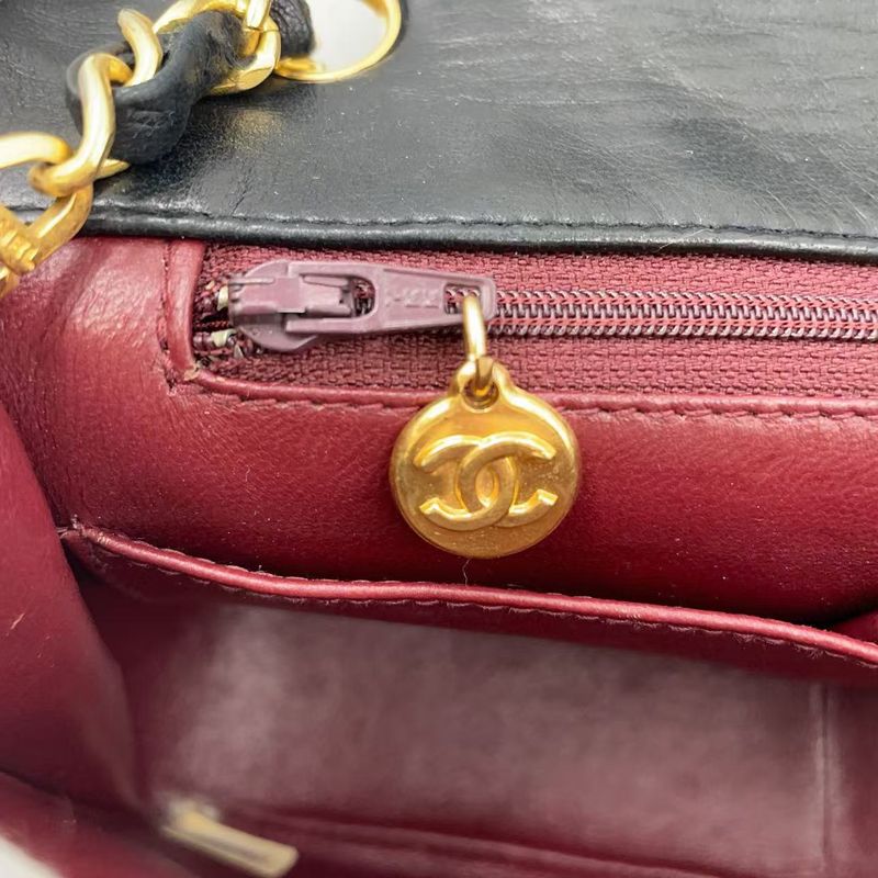 Chanel Full Flap Chain Shoulder Matelasse 1st Lambskin Black Shoulder Bag Gold