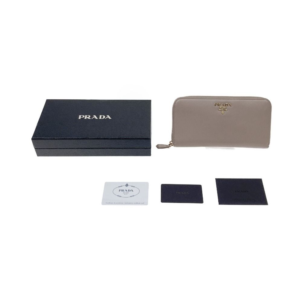 Prada Saffiano Long Wallet Round Zipper 1ml506 Beige