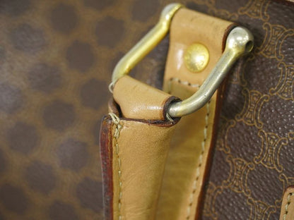 Authentic Celine Macadam Mini Boston Bag Handbag PVC Brown Macadam Bag Pre-owned