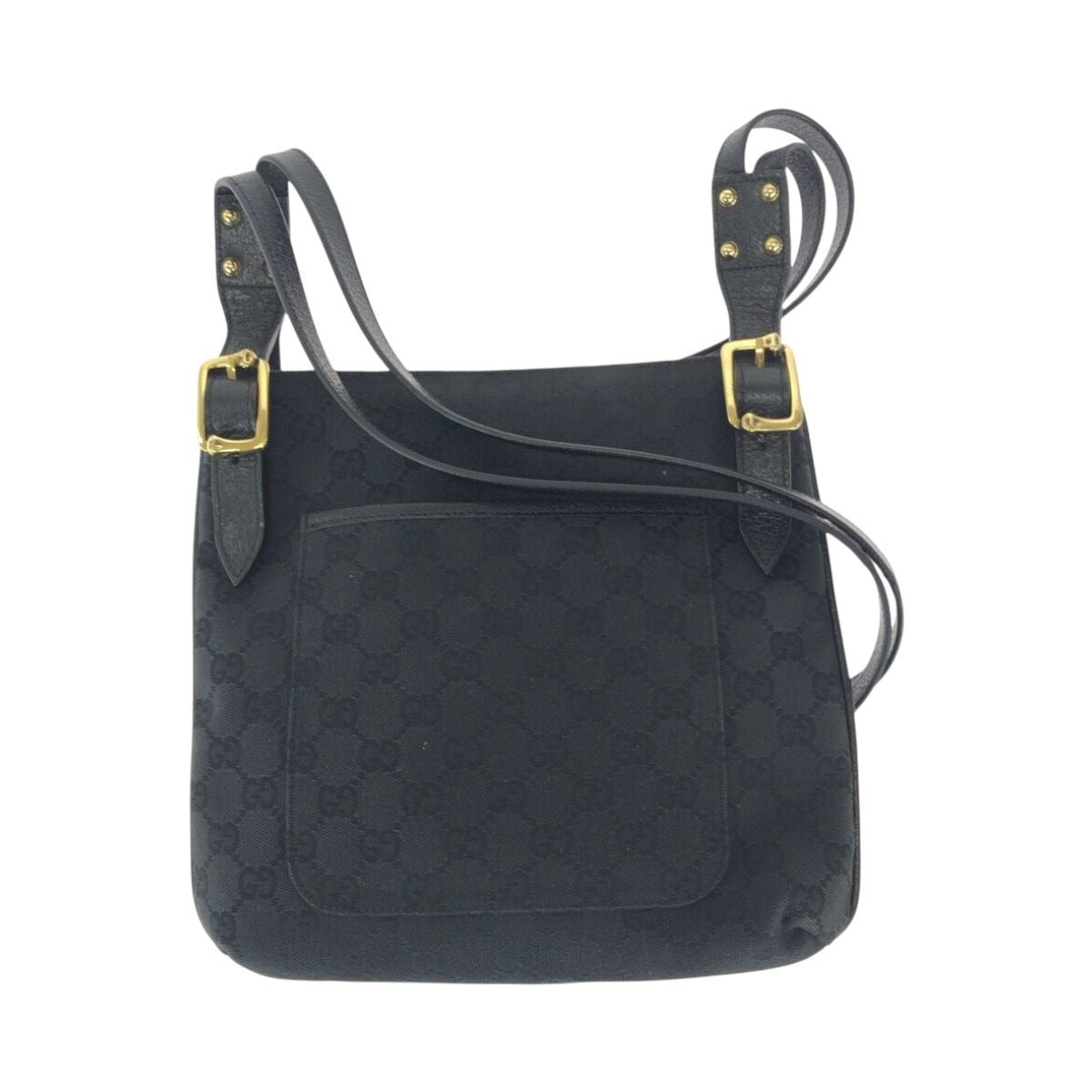 Gucci Black Gold GG Canvas Leather Shoulder Bag Pochette