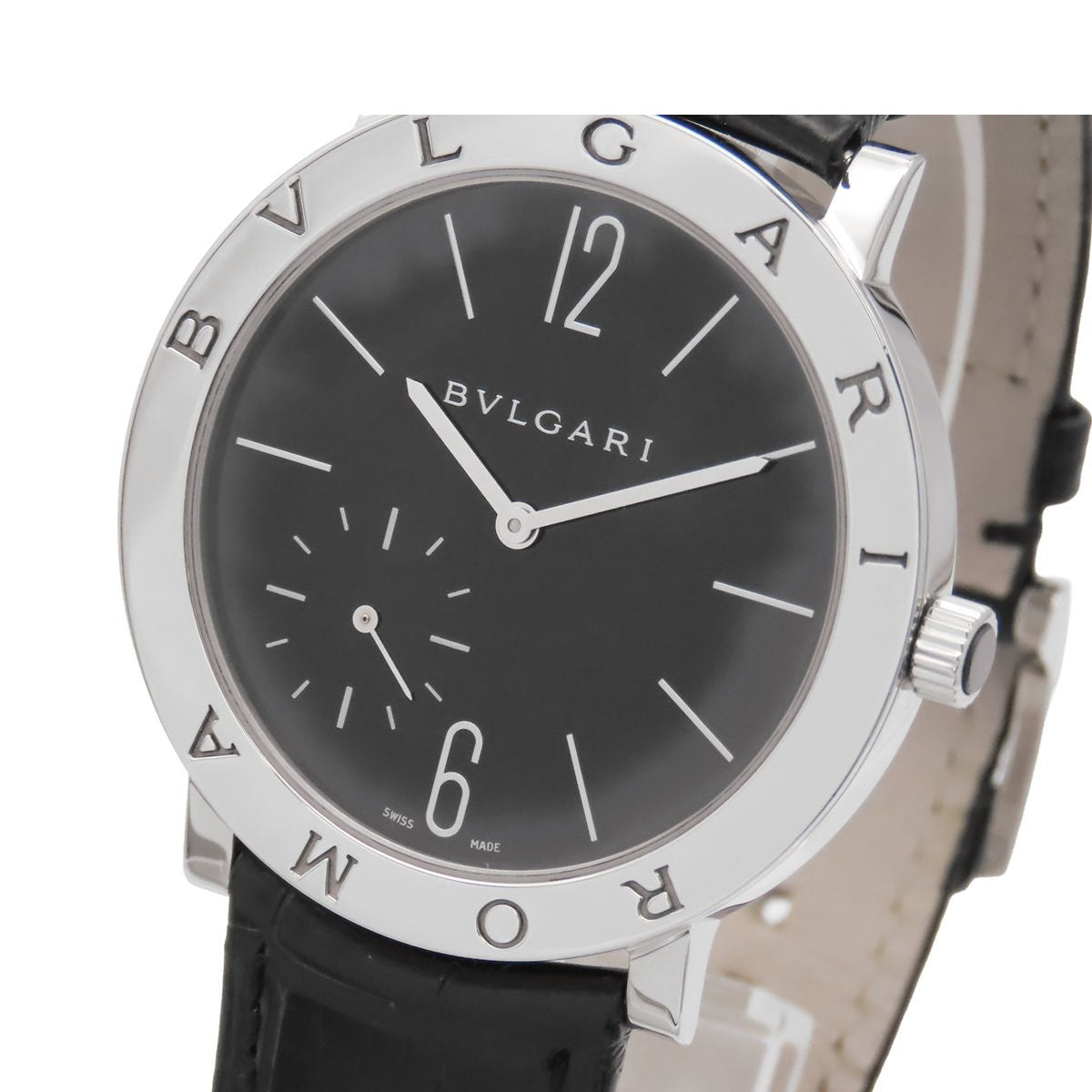 Bvlgari Finissimo Black SS Leather Roma Rome Watch Manual Wind
