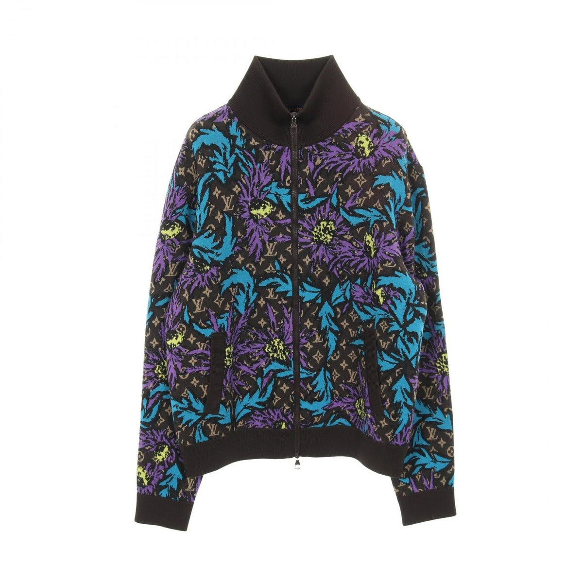 Louis Vuitton Monogram Thistle Knit Wool Jacket Brown Multi-color