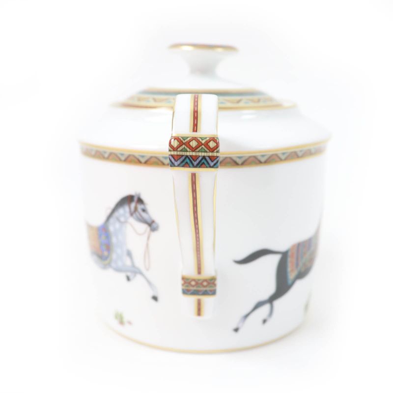 Hermes Chevaldrian Pottery Horse Horse Motif Sugar Pot White Gold With Box Made