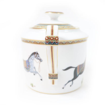 Hermes Chevaldrian Pottery Horse Horse Motif Sugar Pot White Gold With Box Made