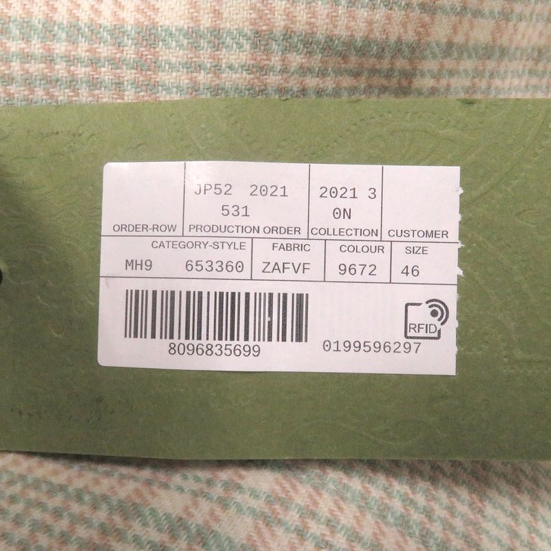 Gucci 21AW 653360 Tartan Check Double Trousers Wool Pants Greenish 46 Hanger