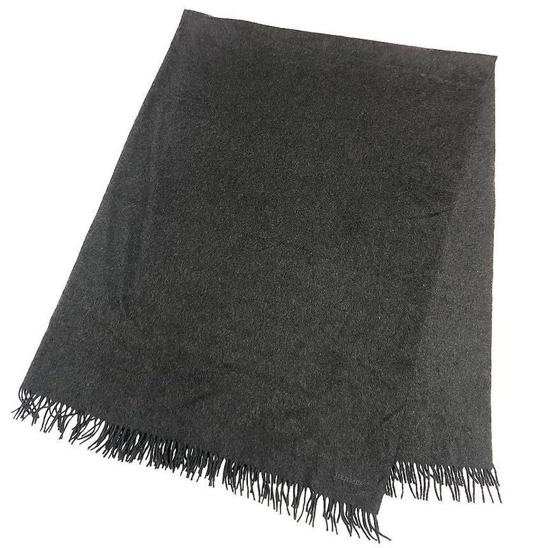 Hermes Super Large Cashmere Shawl Blanket Gray