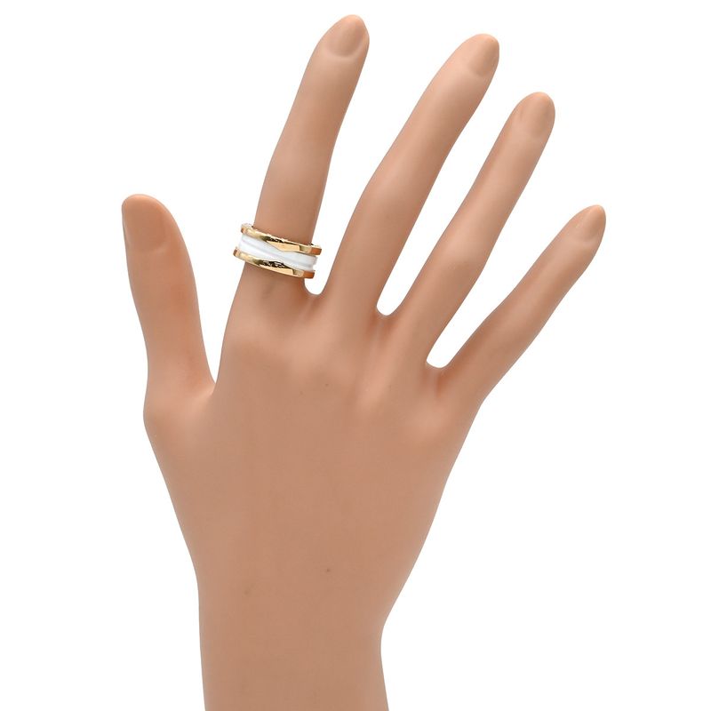 Bvlgari Bvlgari Ring B-Zero1 2 Band Ring 18k Pink Gold Ceramic Pink Gold and