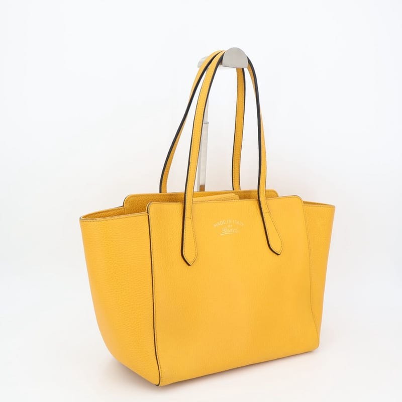 Gucci Swing Yellow Gold Hardware Leather Tote Shoulder Bag