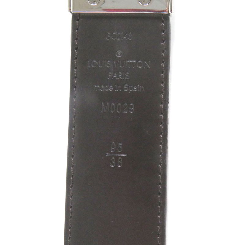 Louis Vuitton M0029 Santure Damier Infini LV Logo Silver Buckle Leather Belt