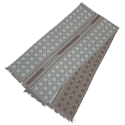 Dior Christian Cannage Cashmere Muffler Shawl Beige Scarf — view 2