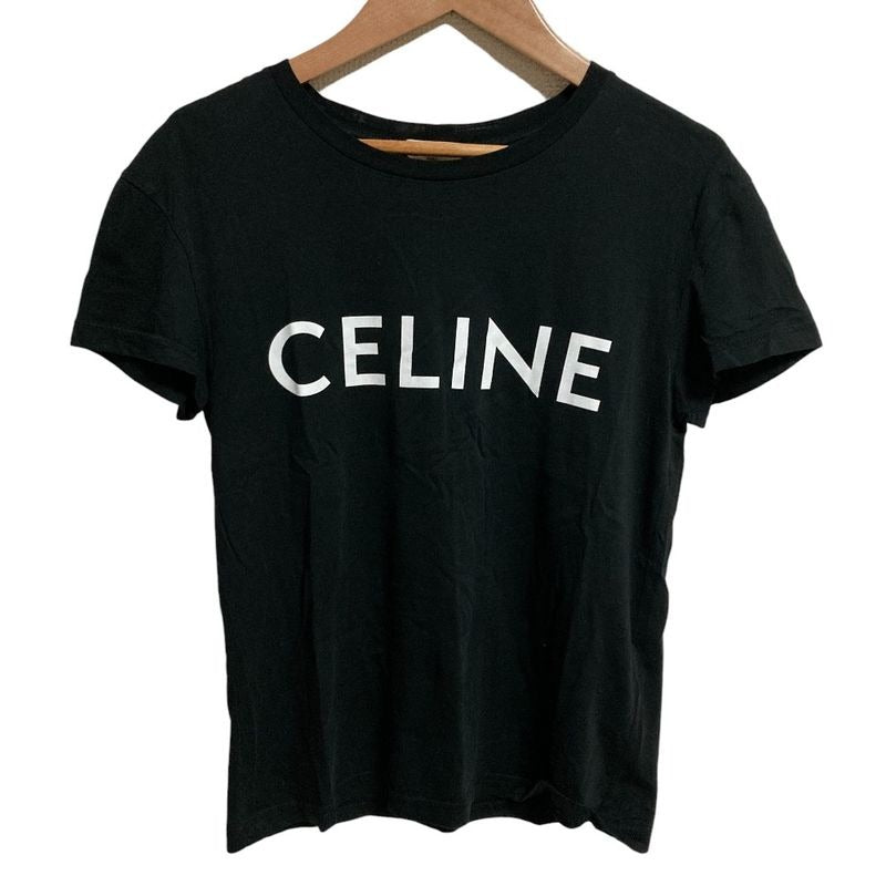 Celine Logo Print T-Shirt Cut And Sew E XS Size Black