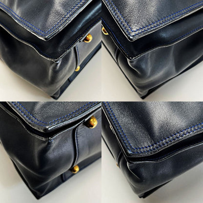 Loewe Anagram Flamenco 30 Navy X Blue Stitch Tote Bag Ladies Gold Hardware