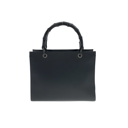 Gucci Bamboo Black Silver Leather 002 Tote