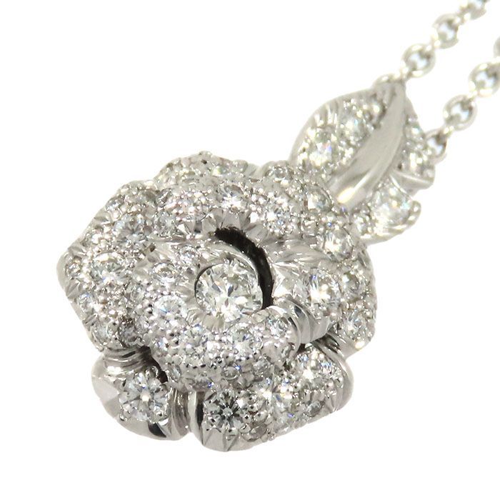 Christian DIOR Rose Dior Bagatelle Necklace Diamond 18K White Gold 750 White