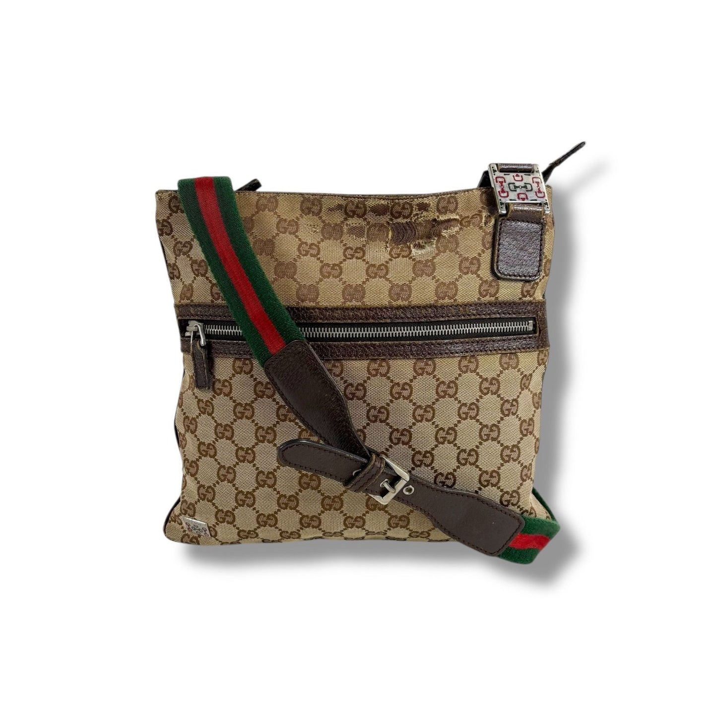 Gucci Shoulder Bag Sherry Line Gg Canvas Brown Tricolor Crossbody Bag