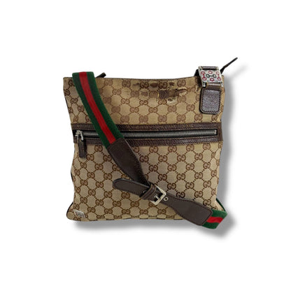 Gucci Shoulder Bag Sherry Line Gg Canvas Brown Tricolor Crossbody Bag