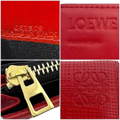 Loewe Bifold Long Wallet Red Linen 10188k98 Wallet Excellent Condition Leather