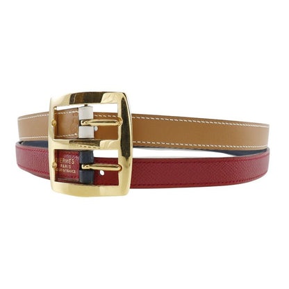 Hermes Reversible Courchevel X Swift Blue Indigo/rouge Vif 0X Women's Belt