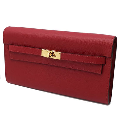 Hermes Kelly To-go- U Engraved Long Wallet Pouch Epson Bold- Gold