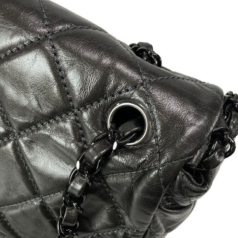 Chanel Shoulder Bag Luxury Linematelasse Dark Gray Chain Shoulder/black