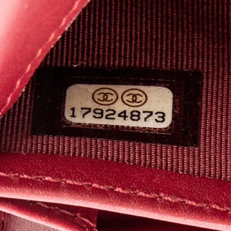 Chanel Hamptons L Flap Wallet Red Double Stitch Lambskin Leather A