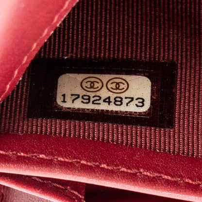 Chanel Hamptons L Flap Wallet Red Double Stitch Lambskin Leather A