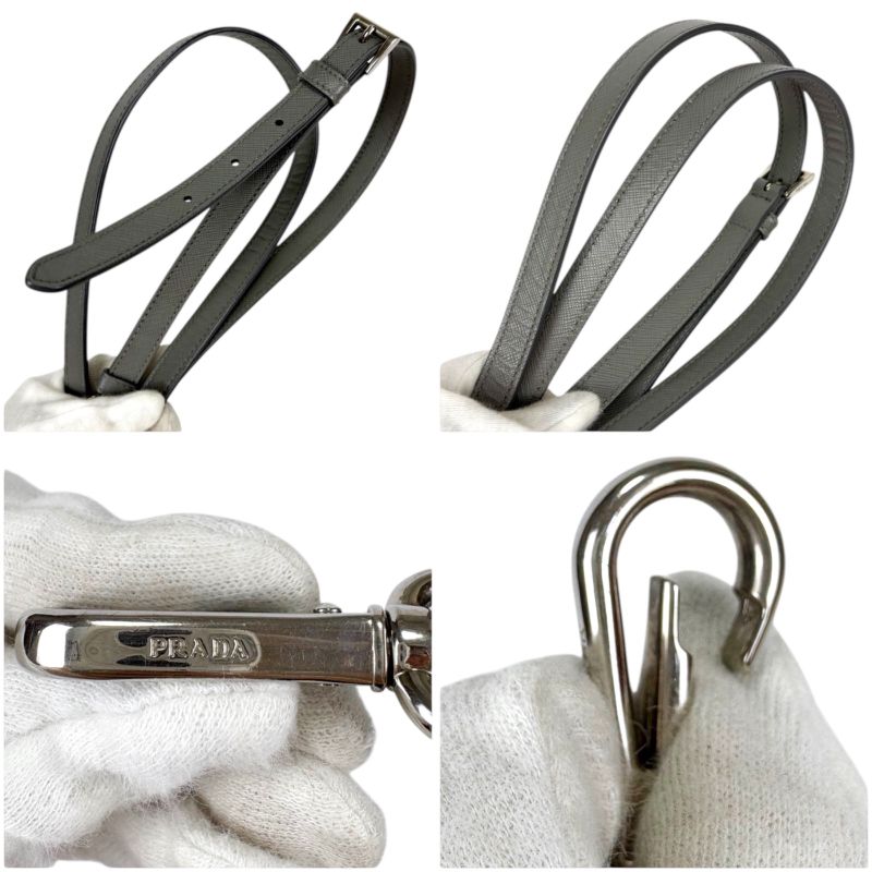 Prada Galleria 2WAY Mini Tote Shoulder Bag Saffiano Leather Light Gray