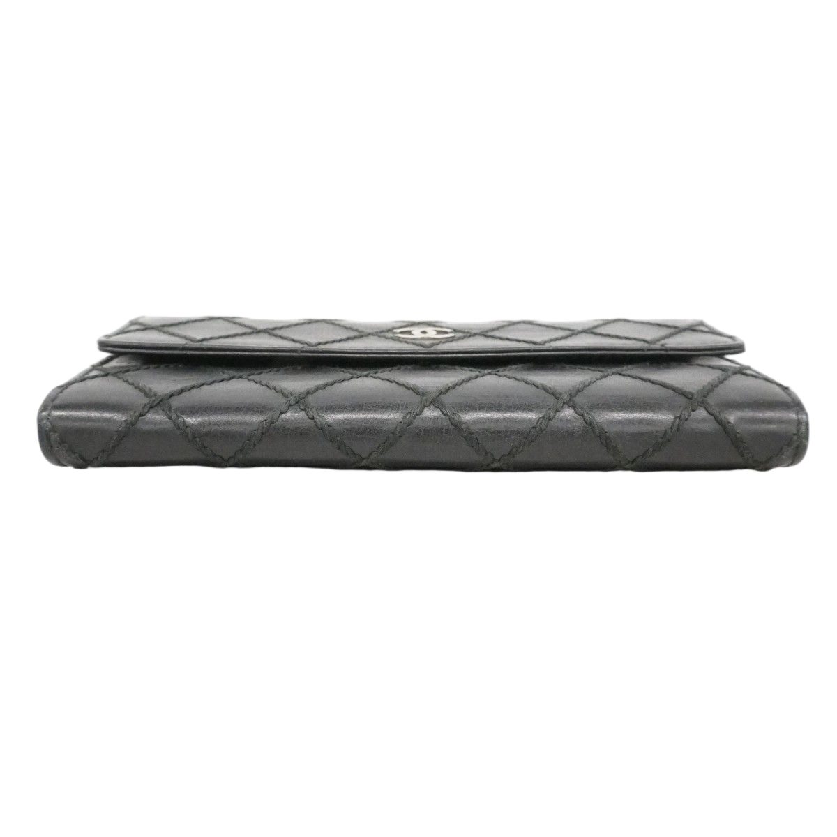 Chanel Wallet Wild Stitch Lambskin Black Silver — view 2