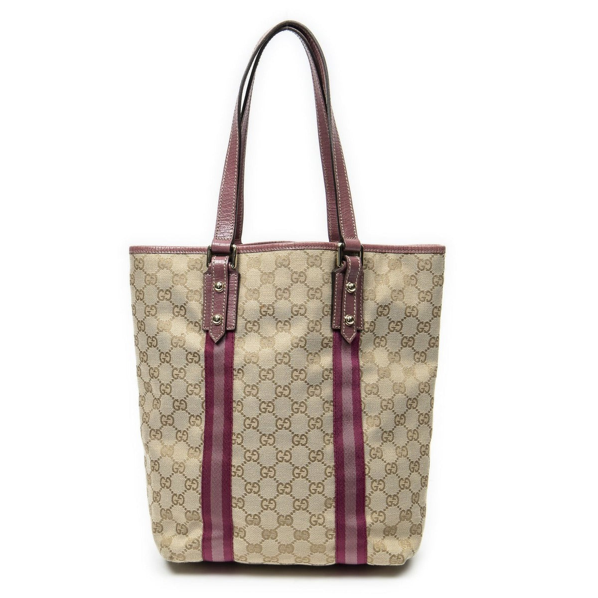 Gucci Web Vertical Jolique Tote Pink Beige GG Canvas — view 5