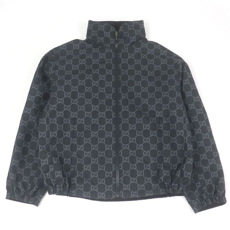 Gucci 770276 GG Ripstop Nylon Reversible Blouson Jacket Black 50 Made In Italy