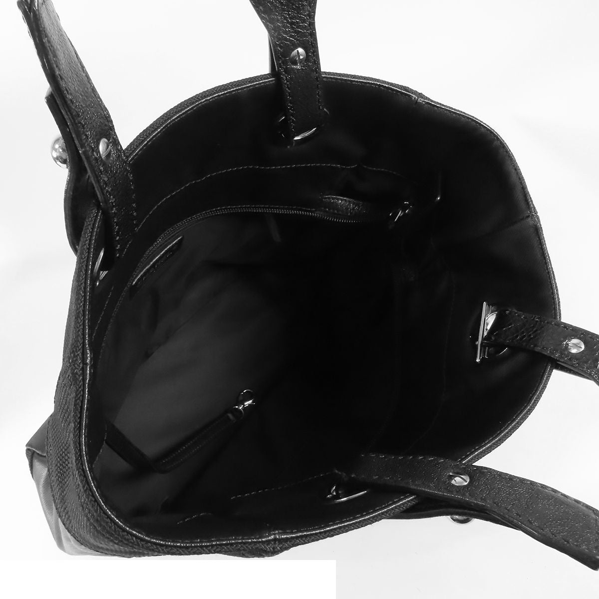Chanel Paris Biarritz PM Black Silver Nylon Tote Bag — view 5